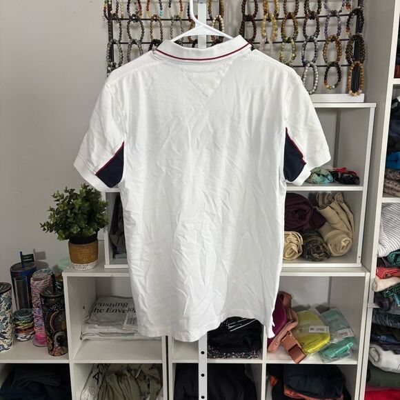 Tommy Hilfiger Men's White and Navy Polo Shirt men’s medium - Picture 4 of 5